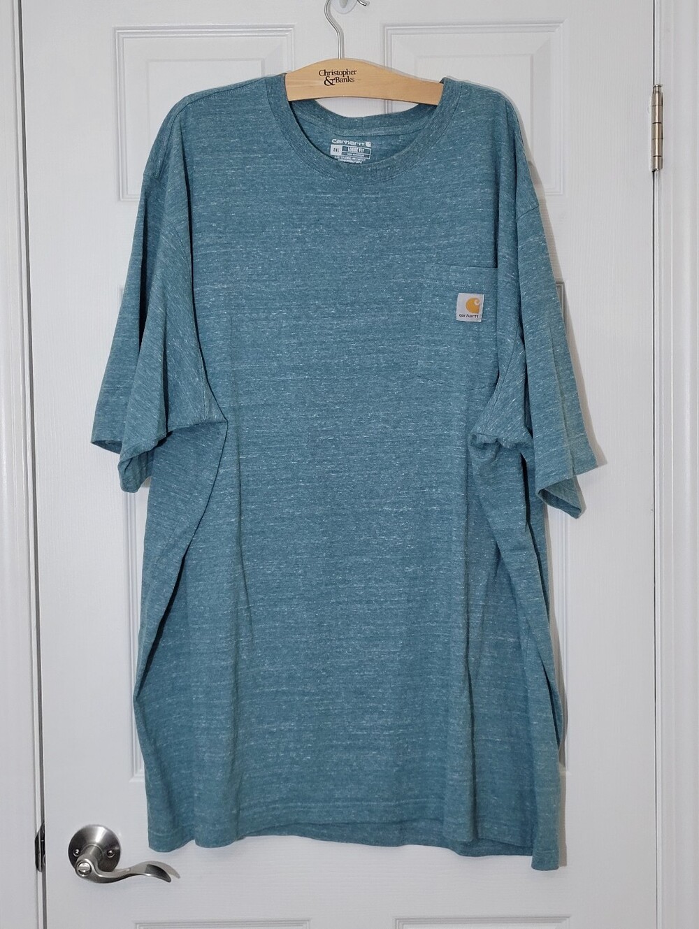 4xl Men's Carharrt Heathered Teal Short Sleeve Tee Shirt Loose Fit Blue Green